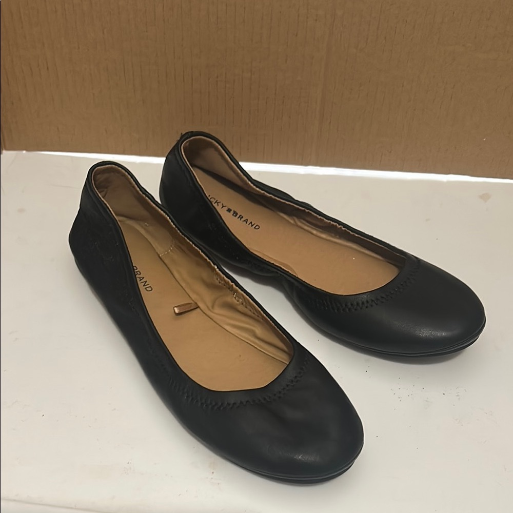 Lucky Brand Black Leather Ballet Flats